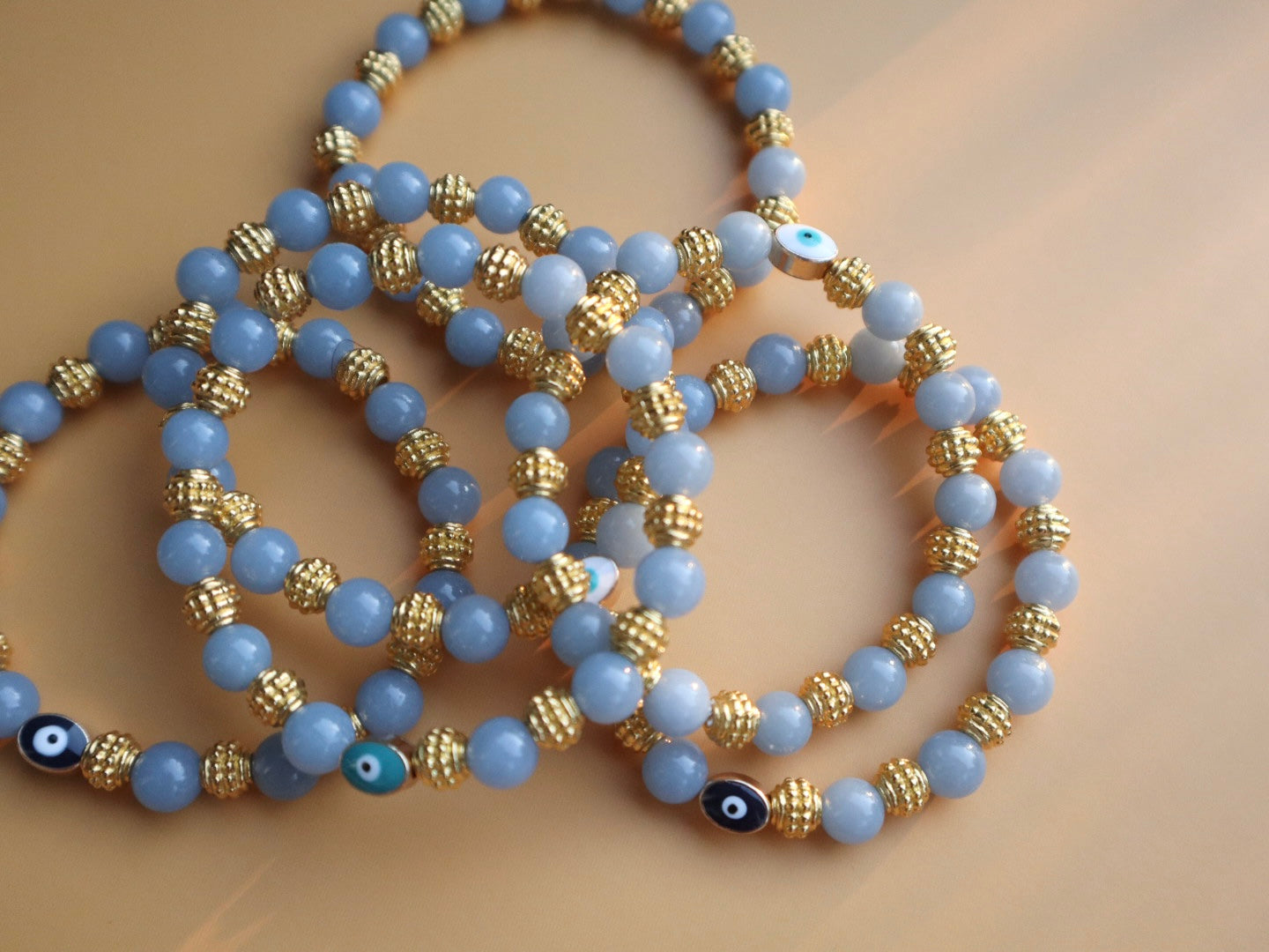 Blue & Gold Angelite 8 Inch Bracelet