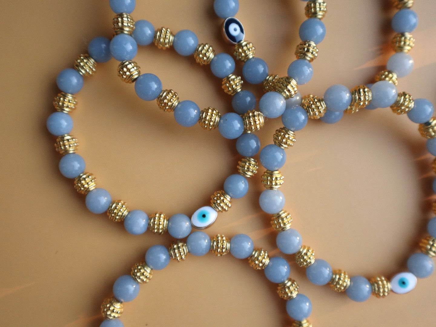 Blue & Gold Angelite 8 Inch Bracelet